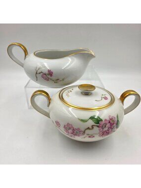 Heinrich H&C Blossomtime White 2 Piece Set Creamer & Sugar Bowl with Lid